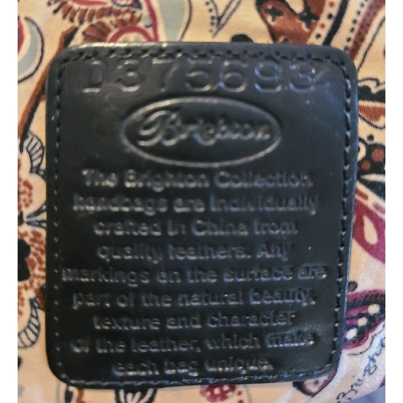 BRIGHTON BLACK EMBOSSED MOCK CROC HOBO BAG - Picture 6 of 7